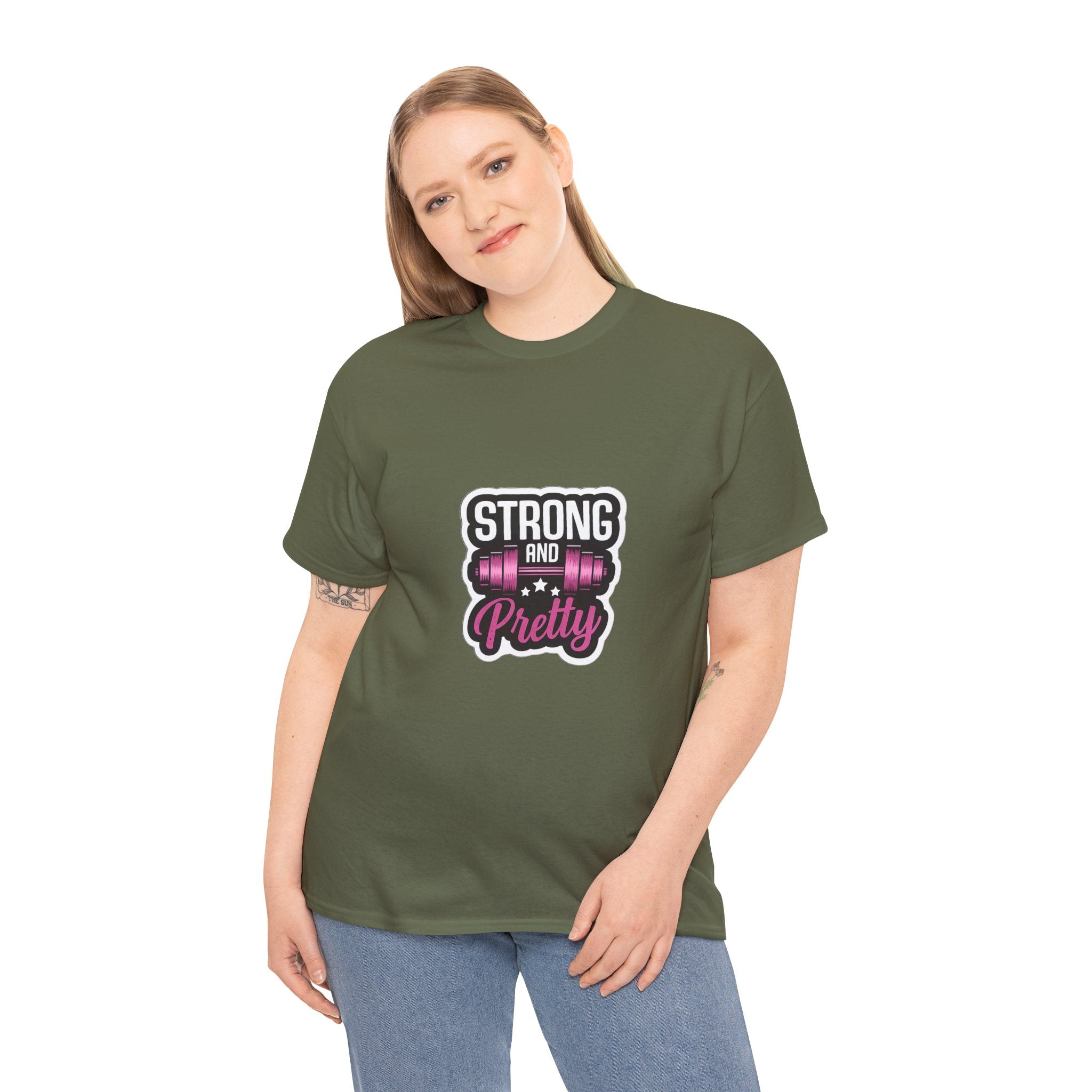 Strong and Pretty Tee — 'Strong and Pretty' Fitness Graphic T-Shirt