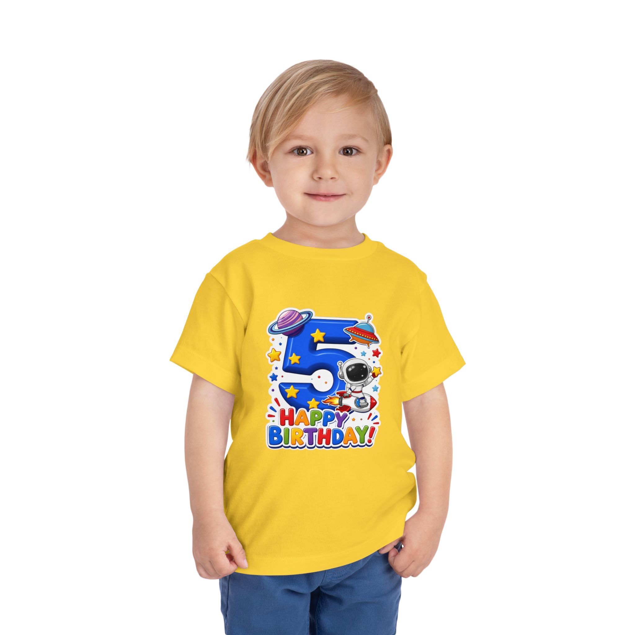 Kids' 5th Birthday Space Tee - Happy Birthday Astronaut Shirt for Toddlers