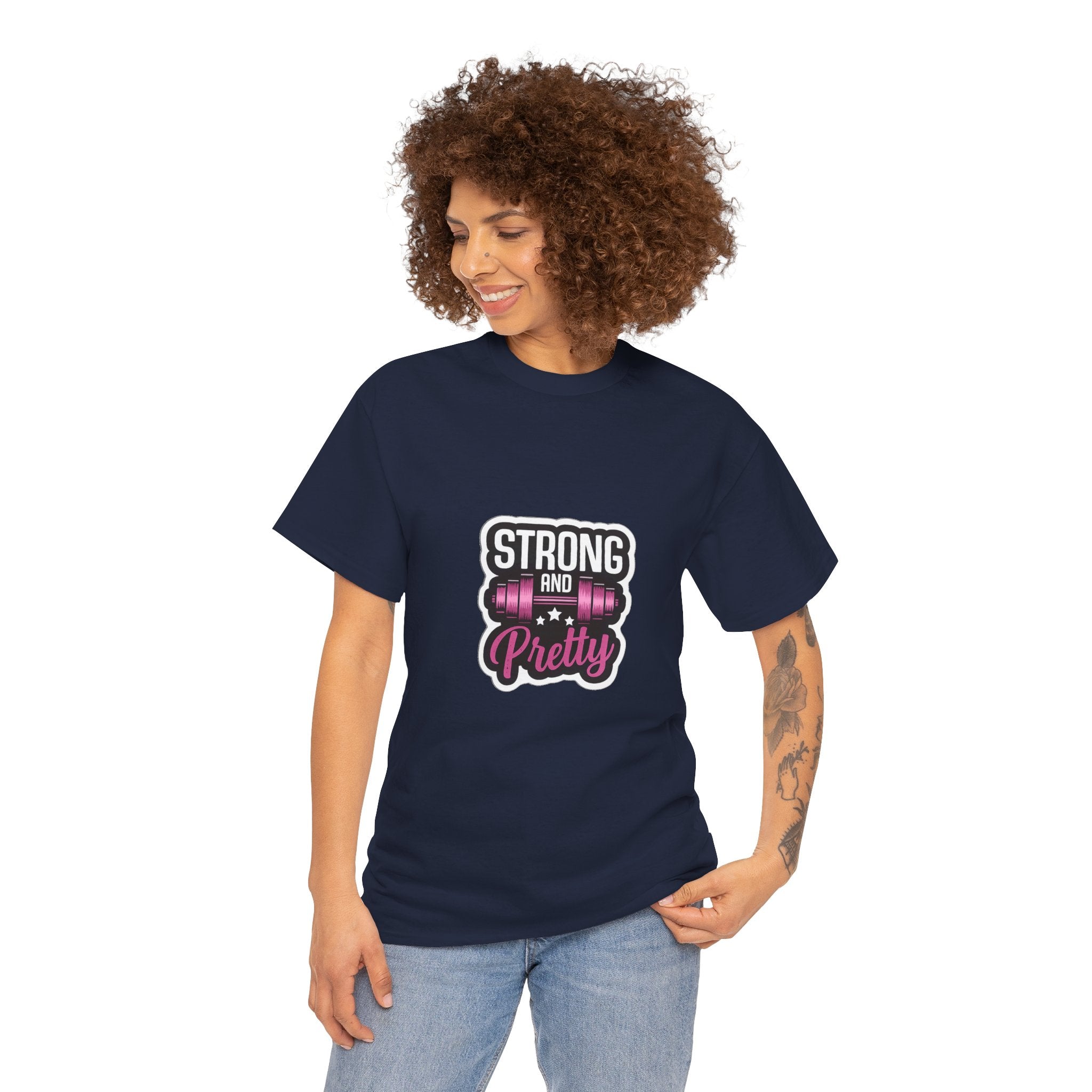 Strong and Pretty Tee — 'Strong and Pretty' Fitness Graphic T-Shirt