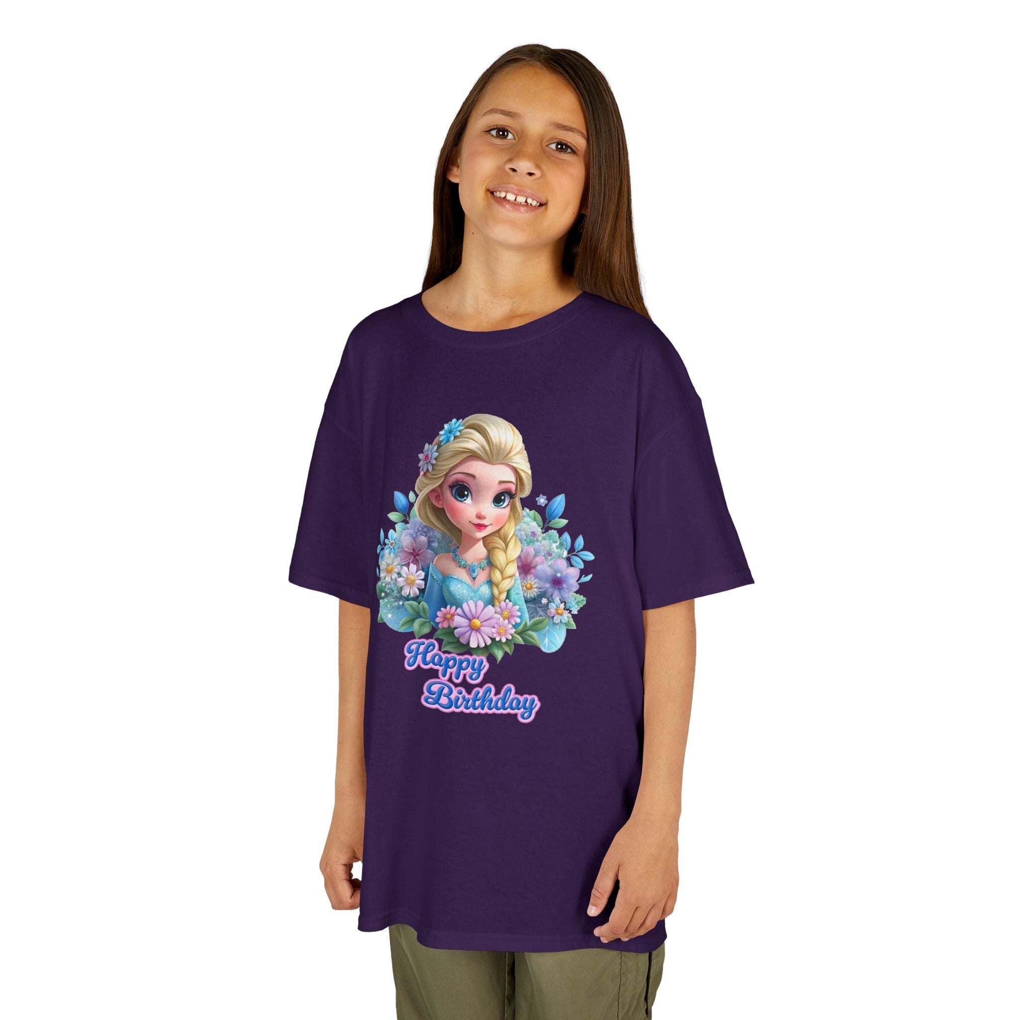 Kids Tee — 'Happy Birthday' Princess Floral Design