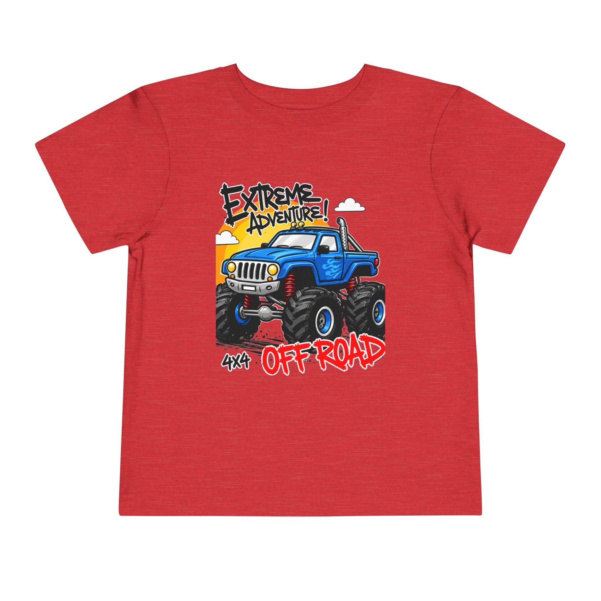 Toddler Tee - "Extreme Adventure 4x4 Off Road" Blue Monster Truck.