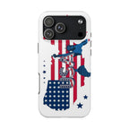 Patriotic USA Tough Phone Case — American Flag Soldier Silhouette.