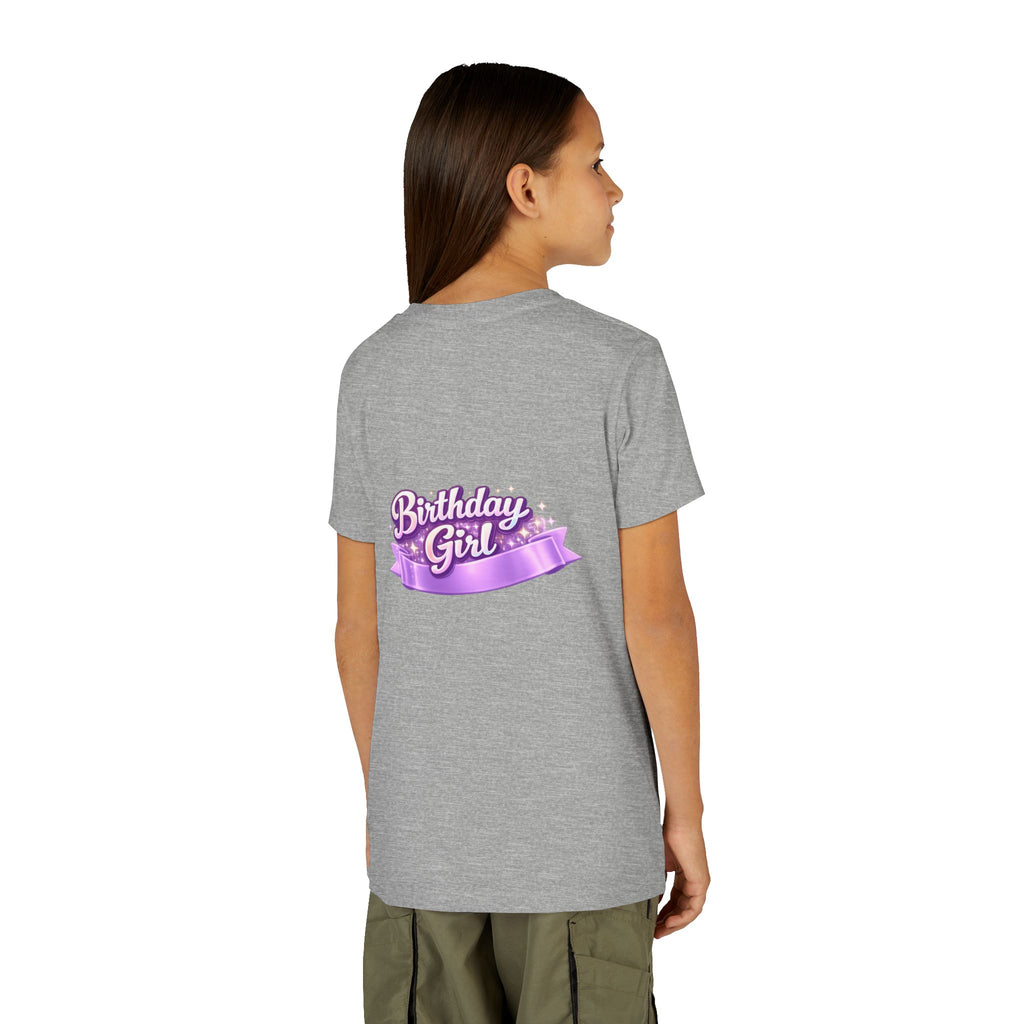Girls' 5th Birthday Tee - 'Happy Birthday' Glitter Stars Design