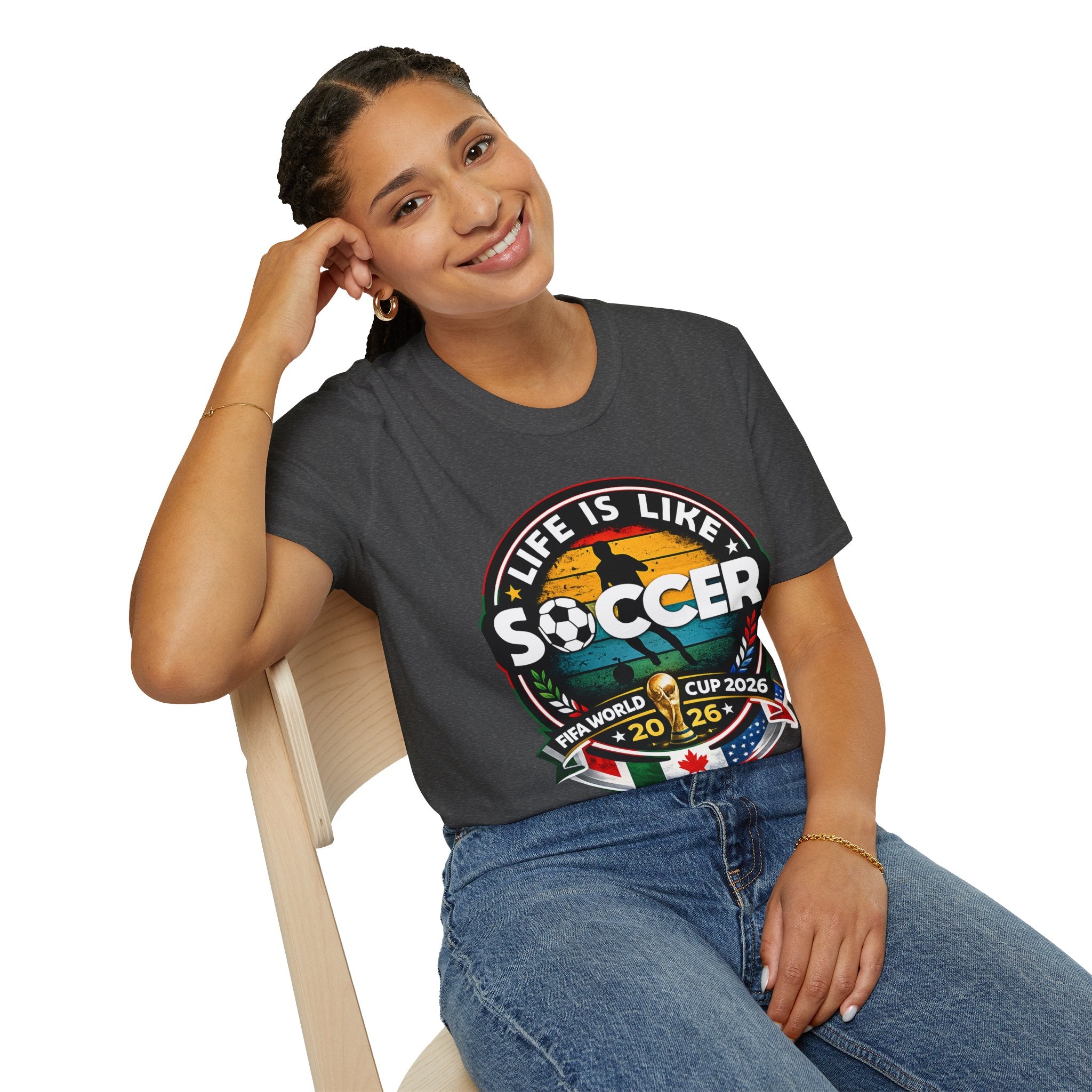Unisex Softstyle soccer 2026 T-Shirt design -Life is like a soccer.