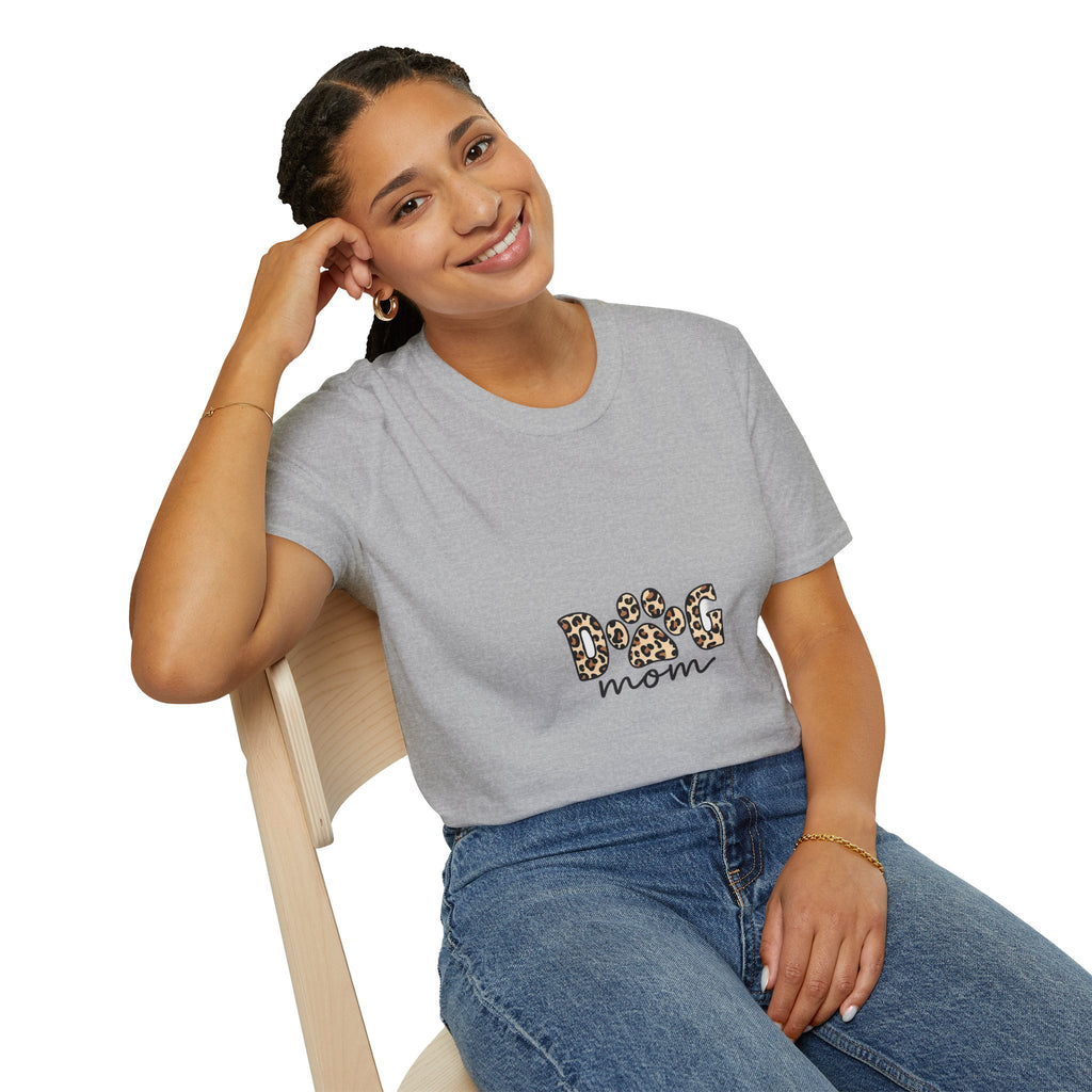 Dog Mom T‑Shirt — Leopard Paw 'DOG' Graphic Tee for Pet Lovers