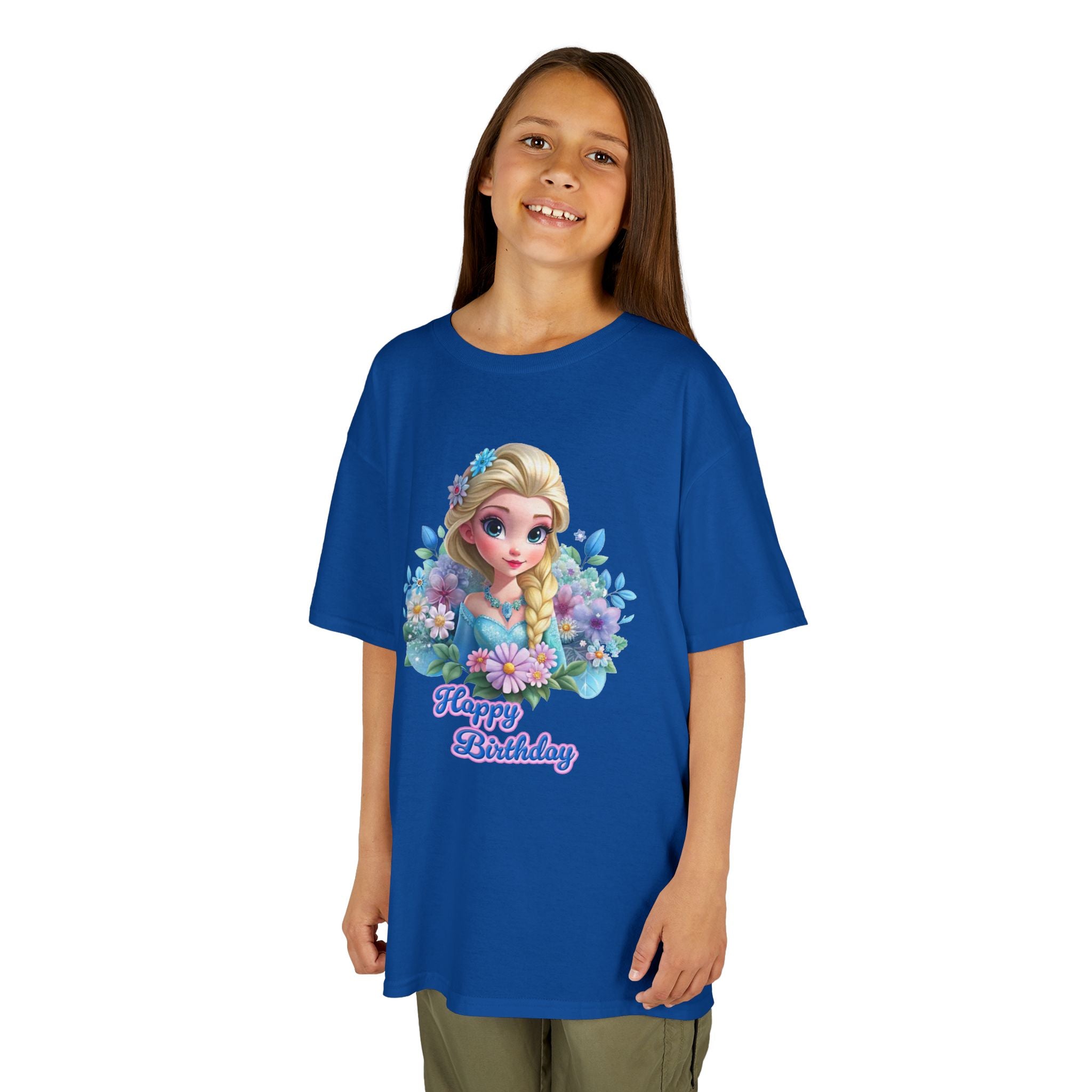 Kids Tee — 'Happy Birthday' Princess Floral Design