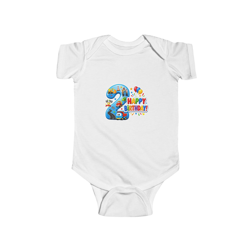 2nd Birthday Baby Bodysuit - "Happy Birthday" Number 2 Party Onesie