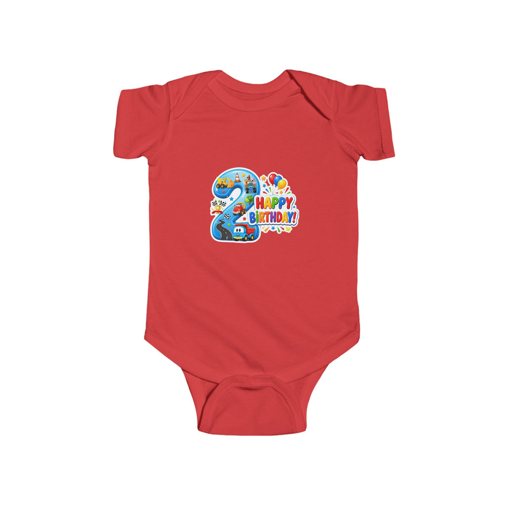 2nd Birthday Baby Bodysuit - "Happy Birthday" Number 2 Party Onesie