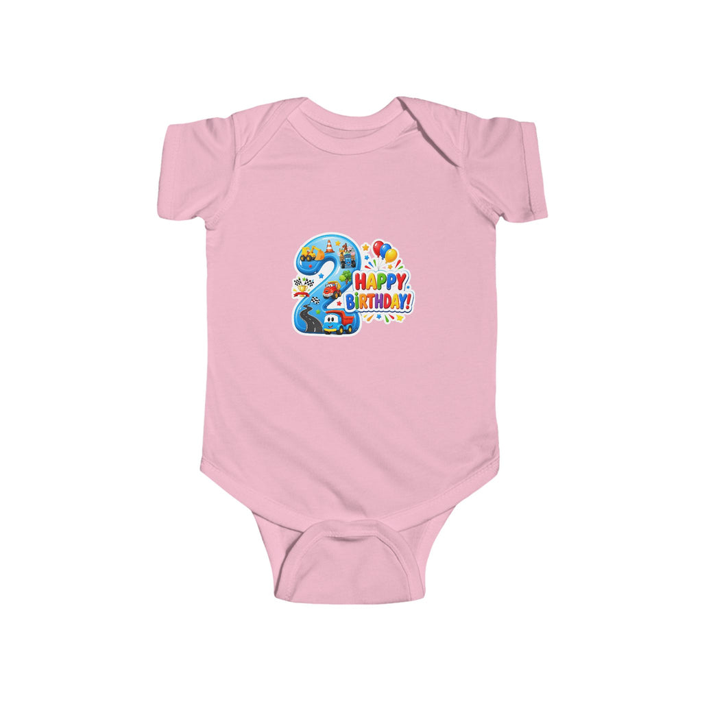 2nd Birthday Baby Bodysuit - "Happy Birthday" Number 2 Party Onesie
