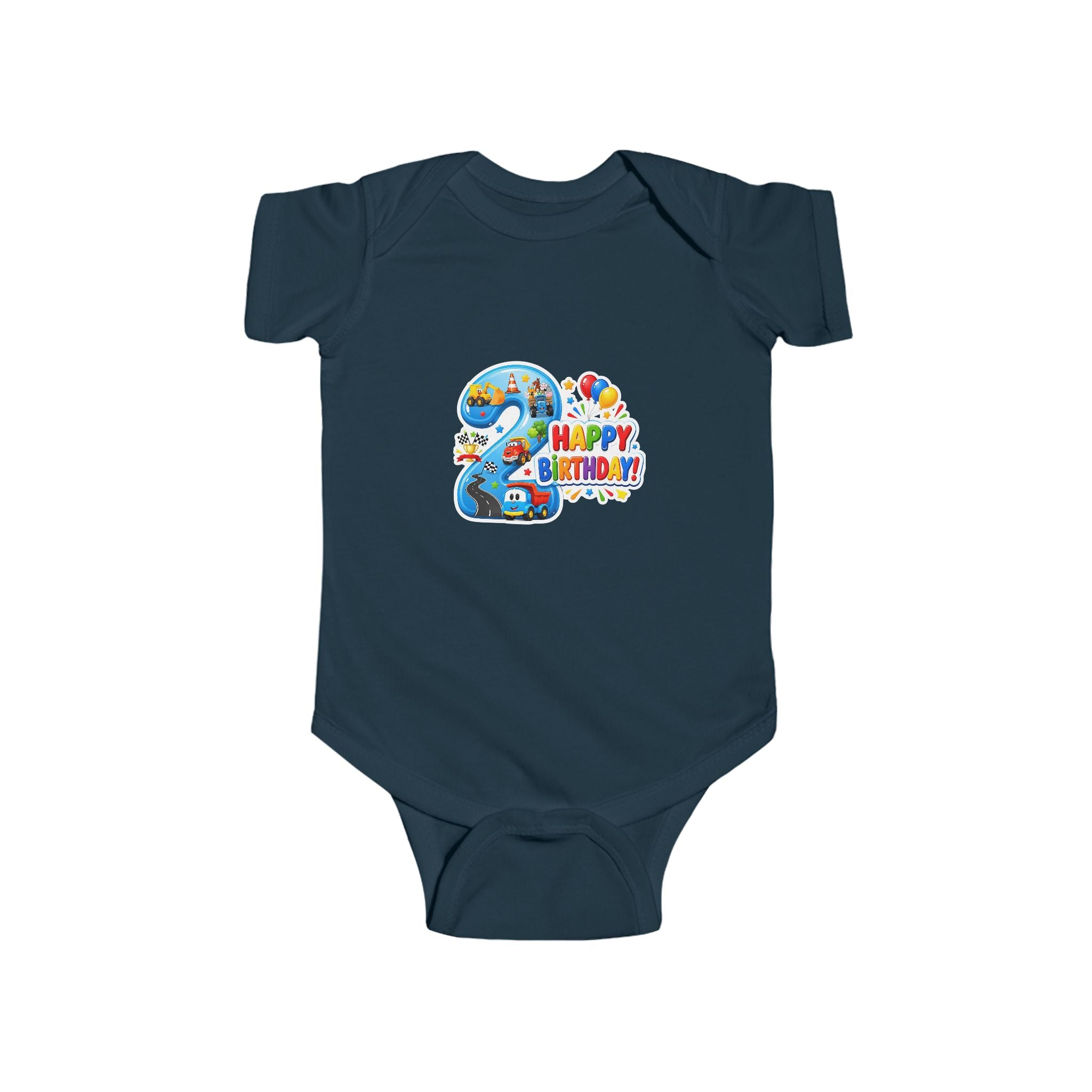2nd Birthday Baby Bodysuit - "Happy Birthday" Number 2 Party Onesie
