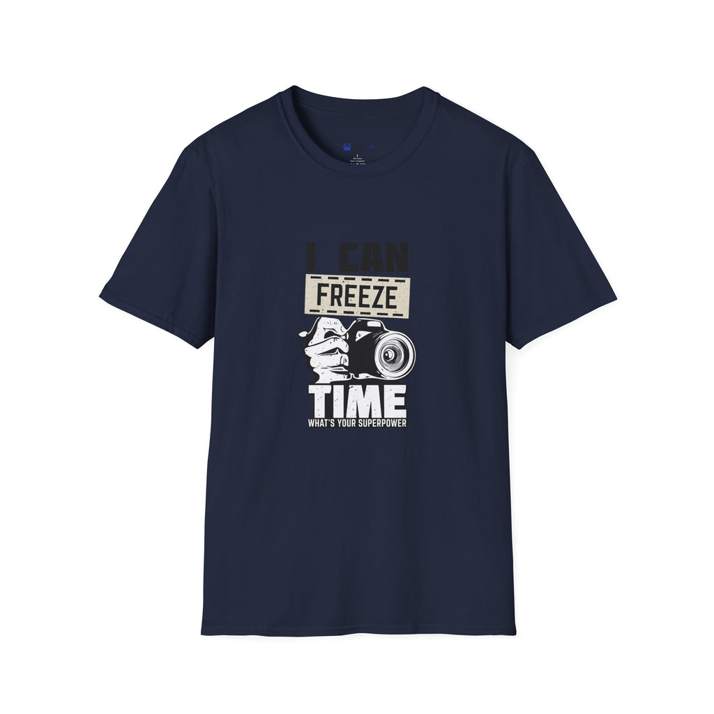 I Can Freeze Time Camera T‑Shirt — Vintage Photographer Quote Tee