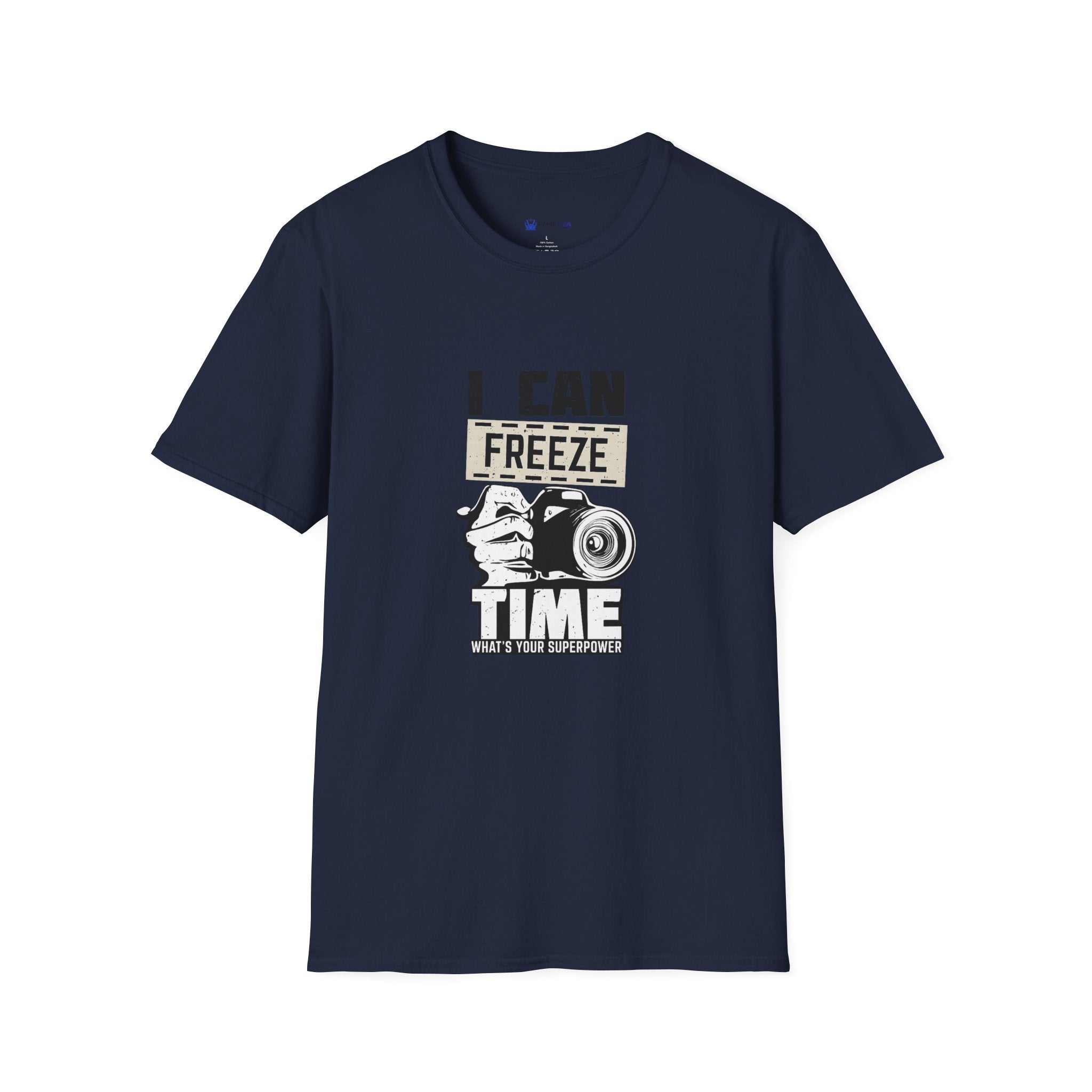 I Can Freeze Time Camera T‑Shirt — Vintage Photographer Quote Tee