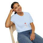 T-Shirt — Minimal Korean Finger Heart Design with 'I Love You' Pocket Graphic