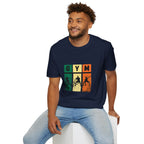 Gym Retro Blocks T‑Shirt — Vintage Fitness Silhouette Tee