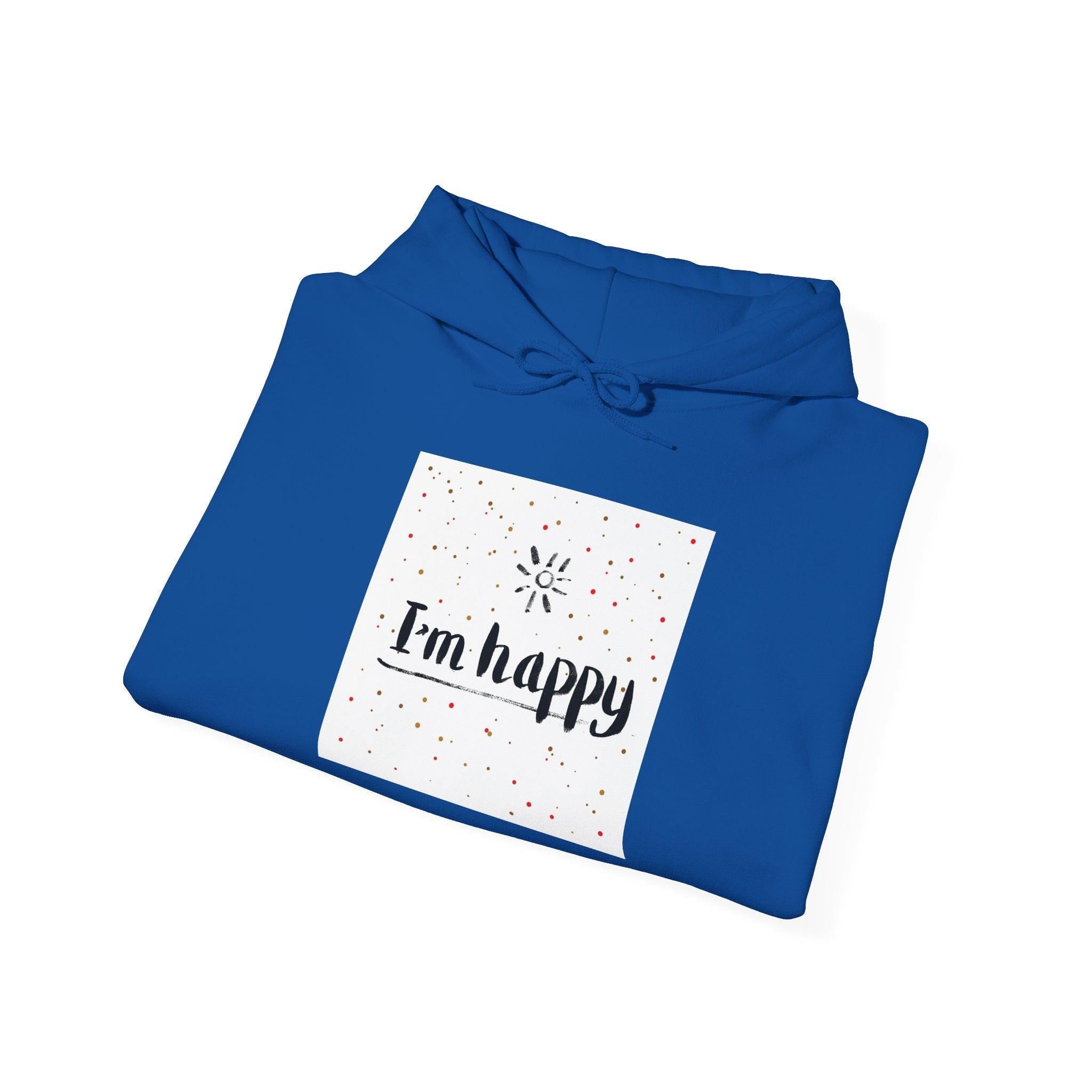 New Day Hoodie — "I'm Happy" Minimal Positive Graphic Sweatshirt.