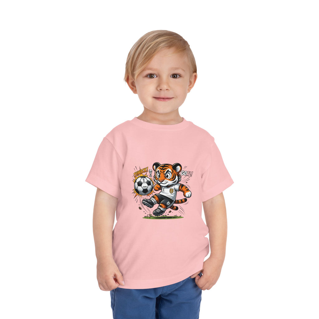 Toddler Soccer Tiger Tee — Cute Kicking Tiger Football Shirt for Kids