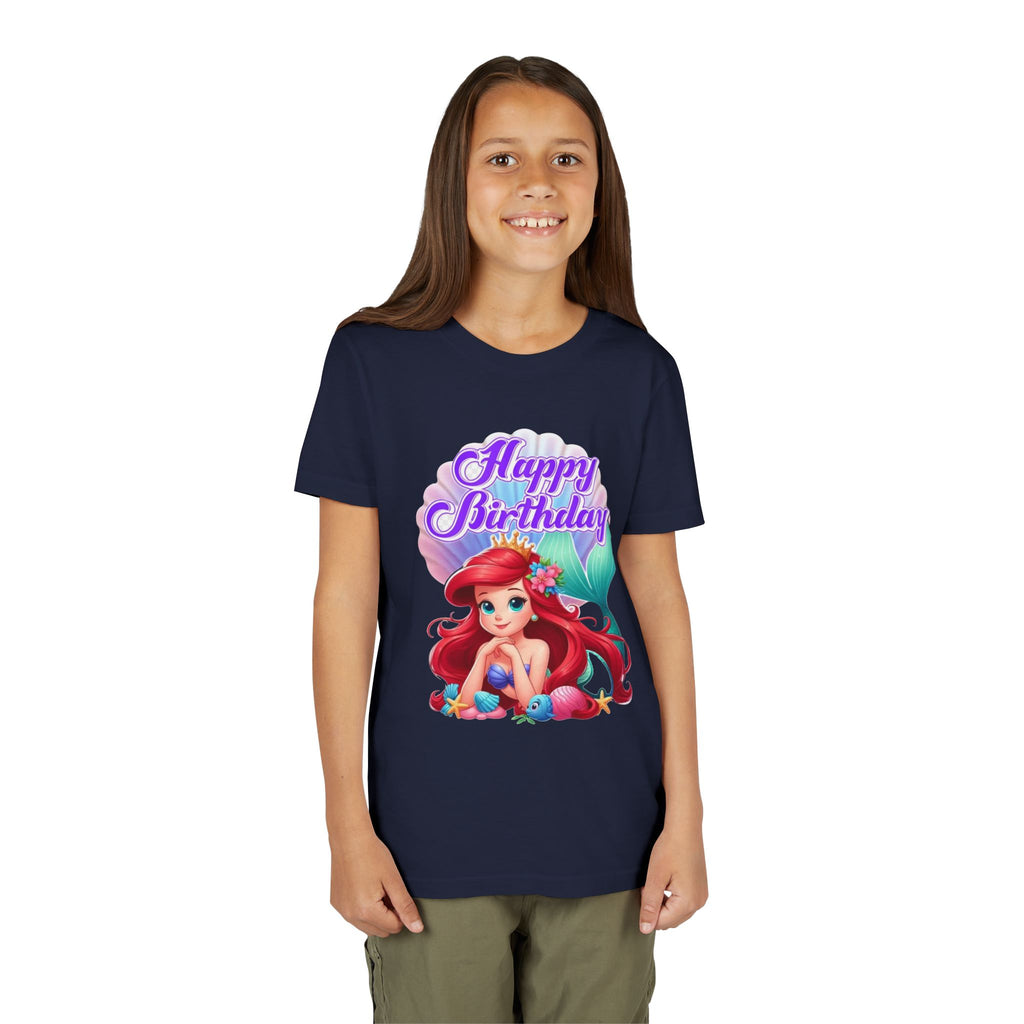 Birthday Youth Tee - Cute Mermaid "Happy Birthday" Graphic