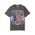 America Turns 250 T-Shirt – "Freedom Looks Good For Its Age" Patriotic 4th of July Tee