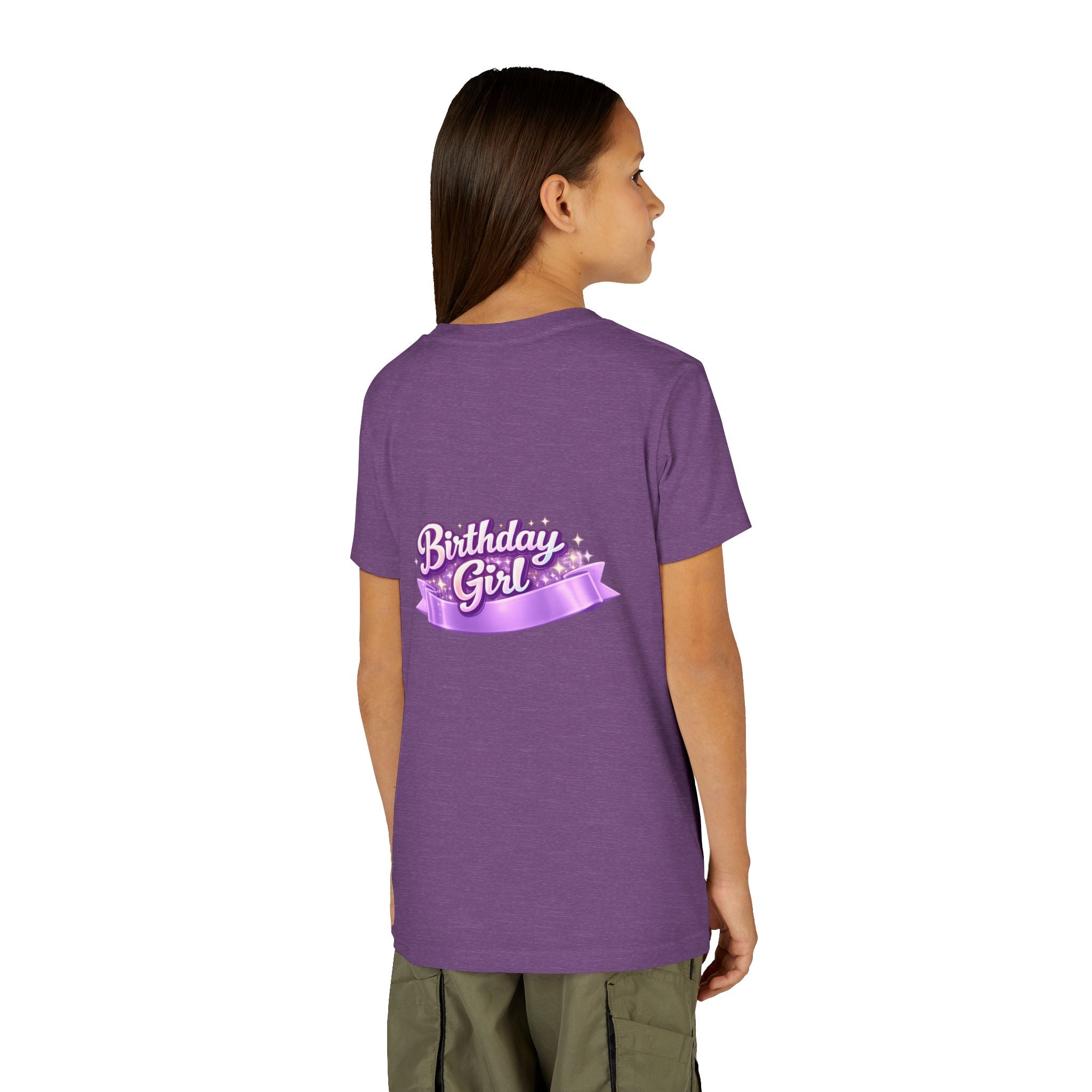 Girls' 5th Birthday Tee - 'Happy Birthday' Glitter Stars Design