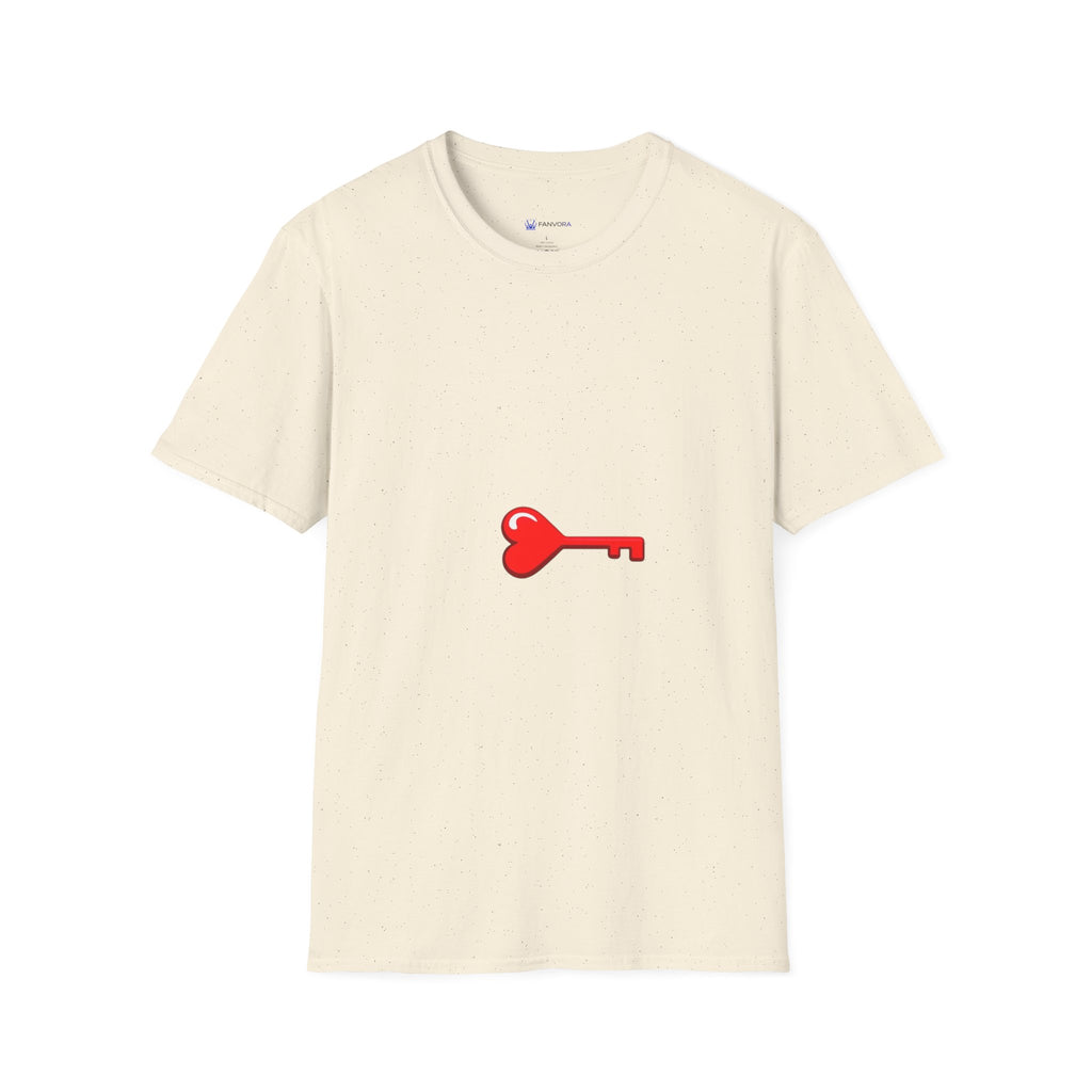 Heart Key T-Shirt — Minimal Red Key Heart Graphic Tee