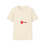 Heart Key T-Shirt — Minimal Red Key Heart Graphic Tee