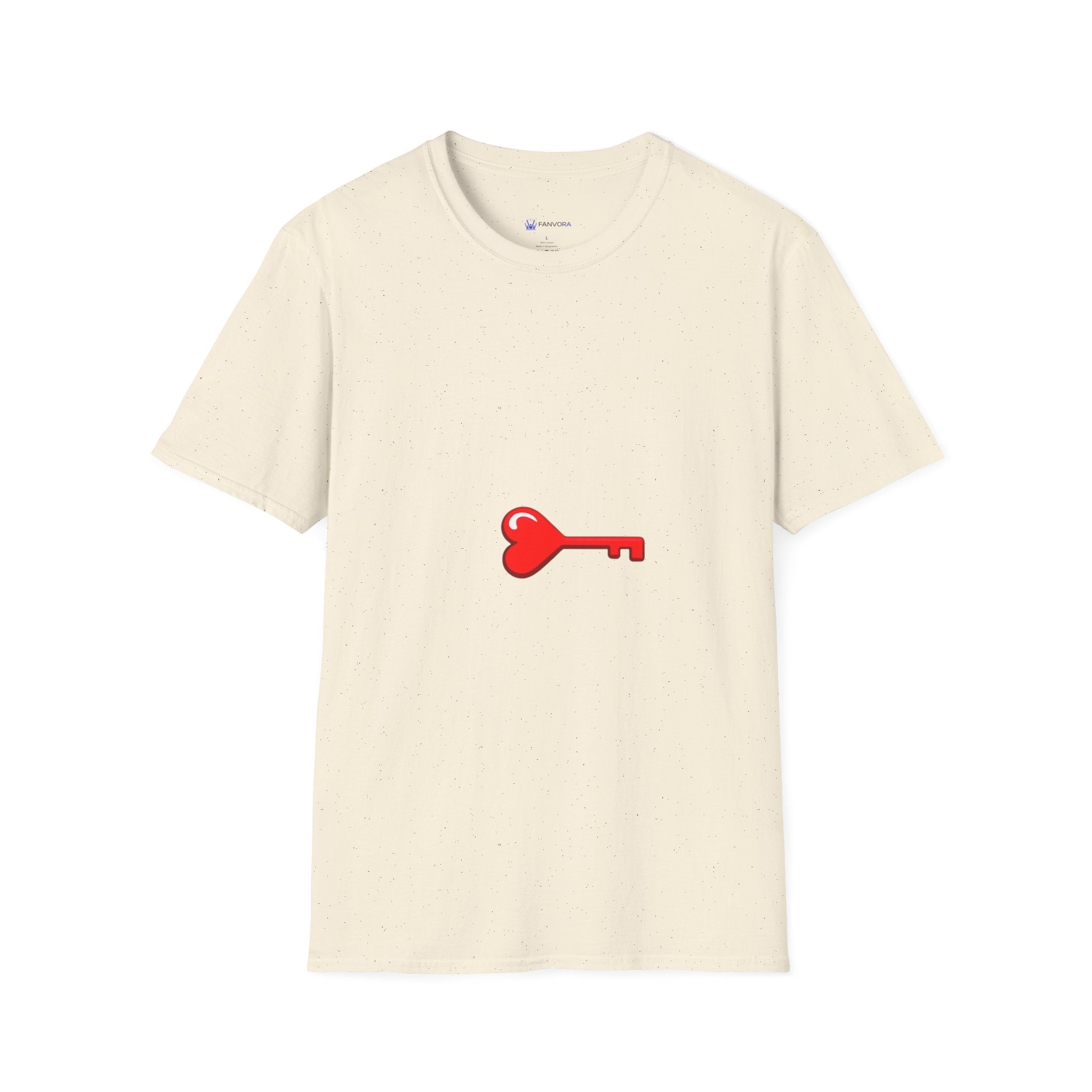 Heart Key T-Shirt — Minimal Red Key Heart Graphic Tee
