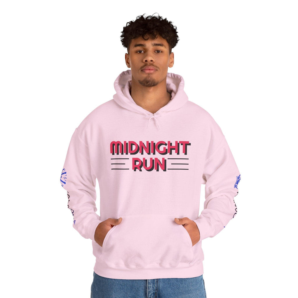 Unisex Midnight Run Hoodie — Retro Palm Beach Graphic Hooded Sweatshirt.