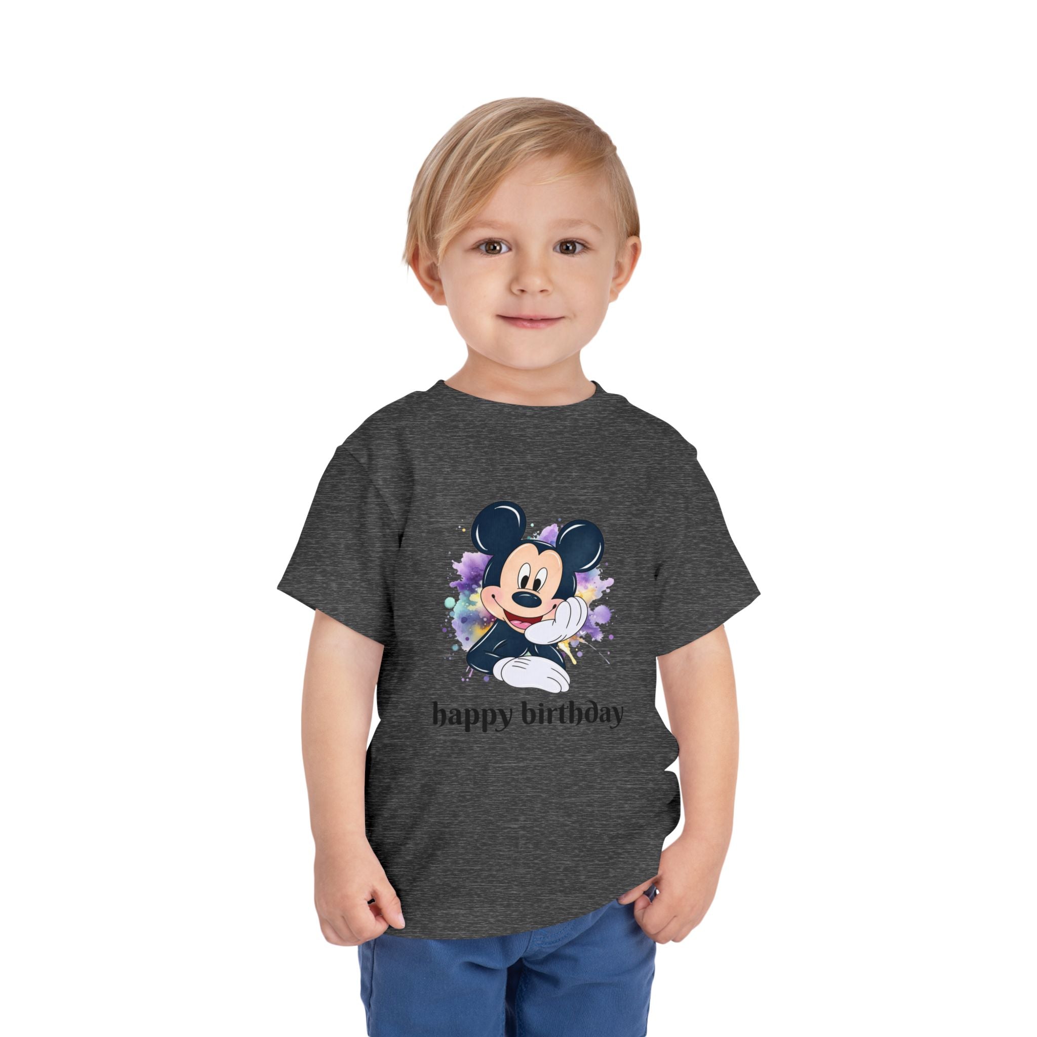 Toddler Tee — Cute Mickey "happy birthday" Birthday Shirt for Kids