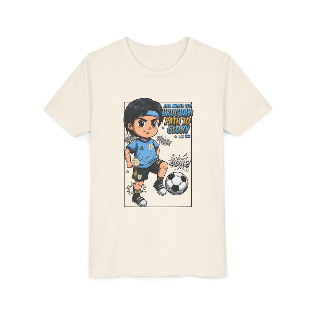 Youth Soccer Tee – Cute Cartoon Player "Ready to Score" Kids Jersey
