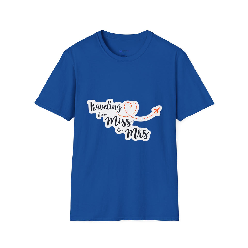 T-Shirt — "Traveling from Miss to Mrs" Bridal Bachelorette Vacation Tee
