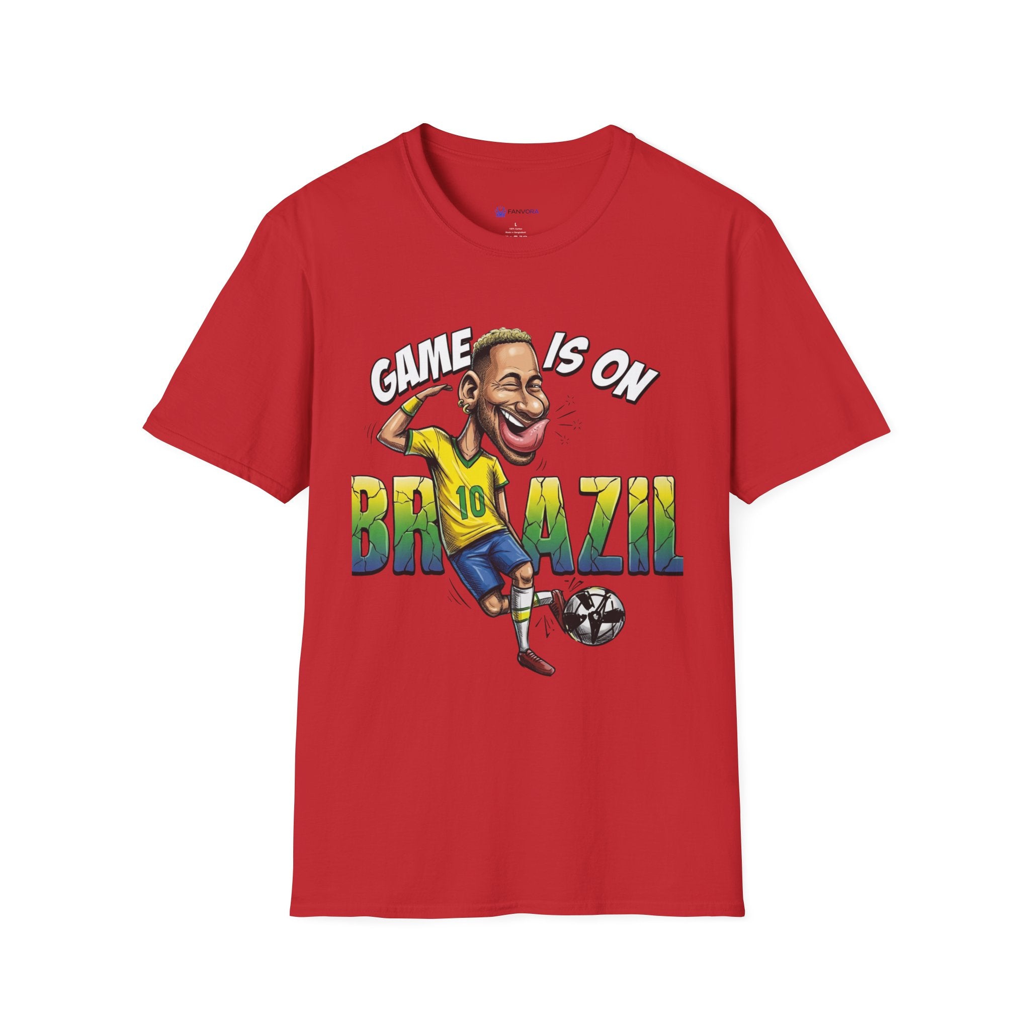 Brazilian Soccer comic style  figure T-Shirt — "Game Is On" Caricature Neymar Fan Tee