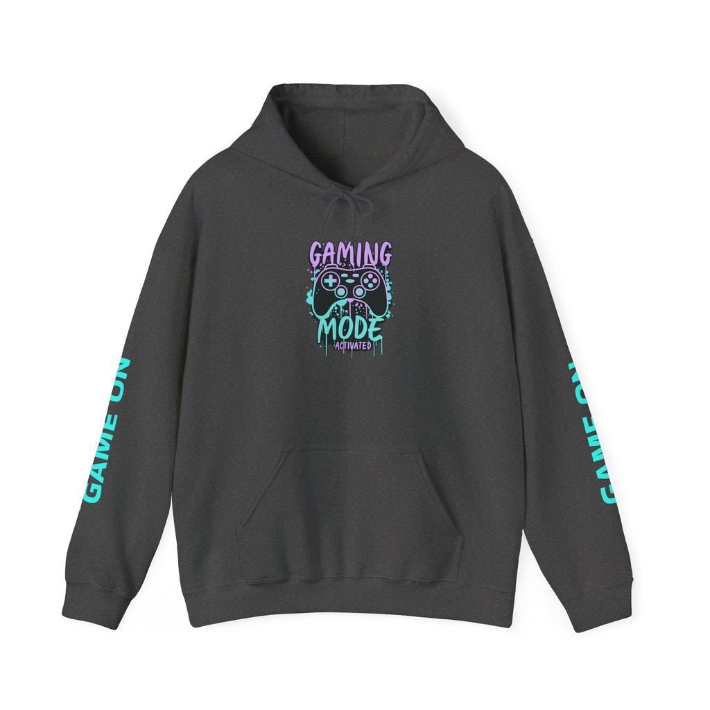 Gaming Mode Hoodie — "Gaming Mode" Graphic Pullover with Sleeve "Game On" Text