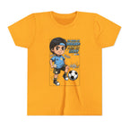 Youth Soccer Tee – Cute Cartoon Player "Ready to Score" Kids Jersey