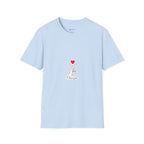 T-Shirt — Minimal Korean Finger Heart Design with 'I Love You' Pocket Graphic