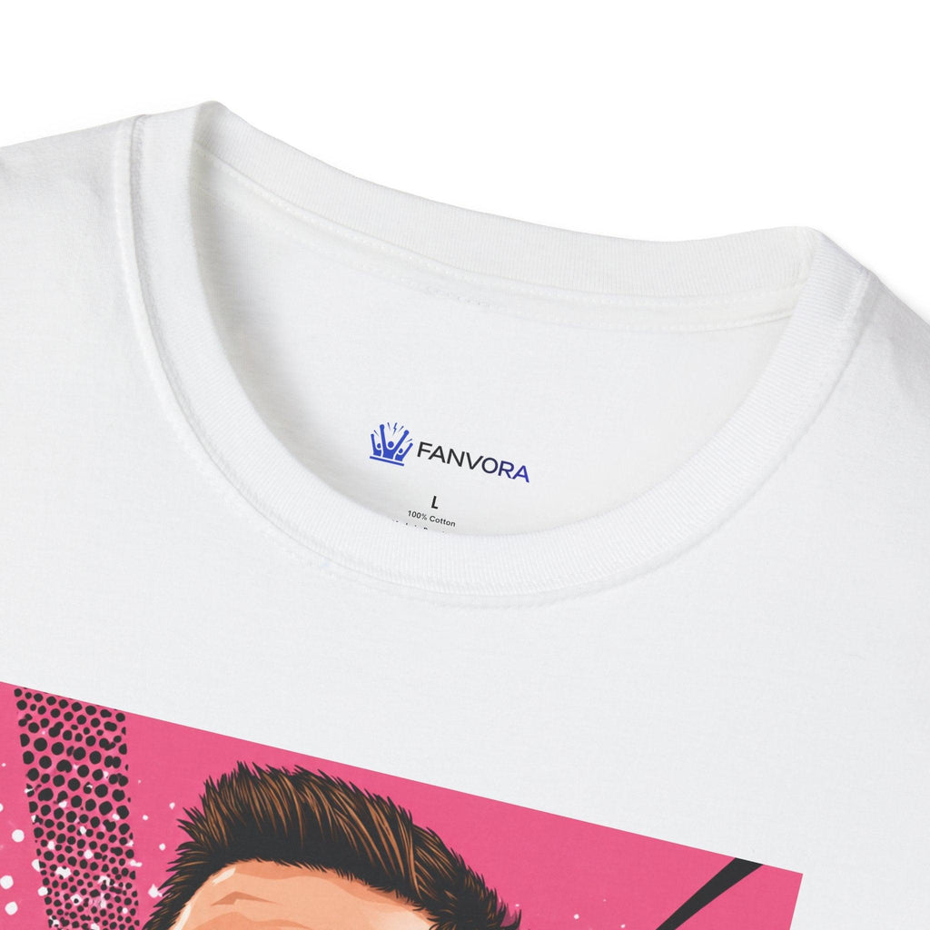 Soccer Star Graphic T‑Shirt — Retro Pink Icon Portrait.