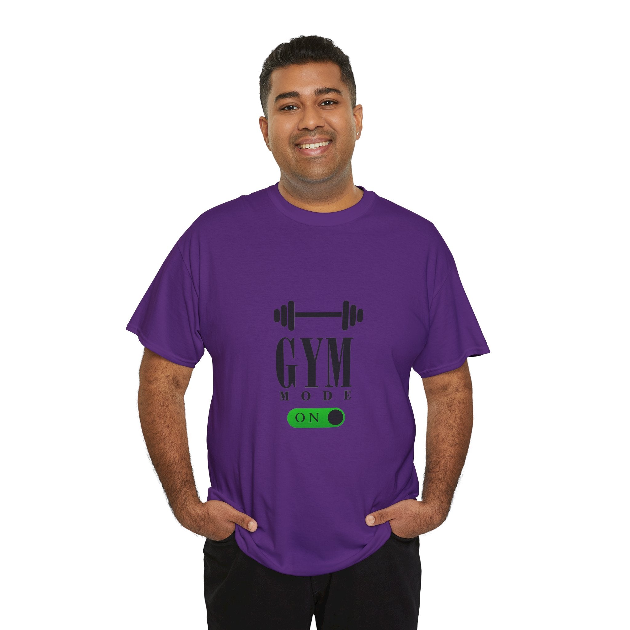 Gym Mode On T-Shirt — Workout Tee with Barbell Graphic