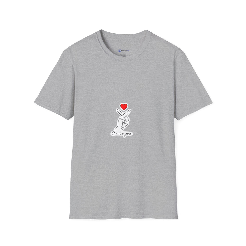 Korean Finger Heart T‑Shirt – I Miss You Minimalist Graphic Tee