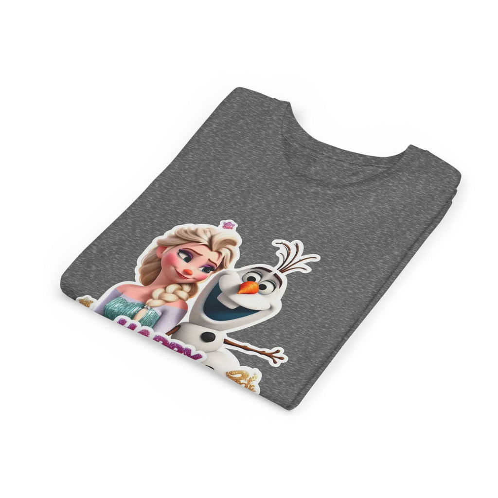 Kids' Birthday Tee - Cute Princess and Snowman "Happy Birthday" Graphic