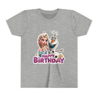 Kids' Birthday Tee - Cute Princess and Snowman "Happy Birthday" Graphic
