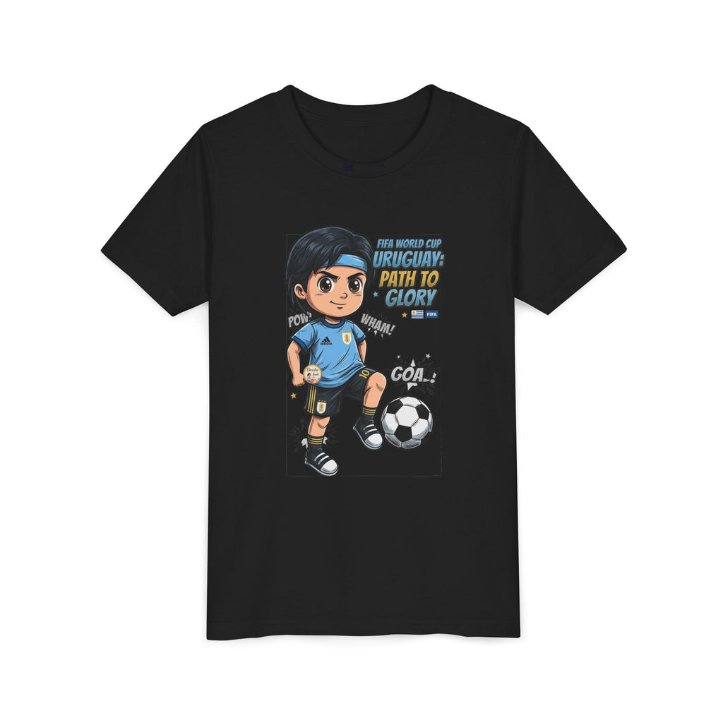 Youth Soccer Tee – Cute Cartoon Player "Ready to Score" Kids Jersey