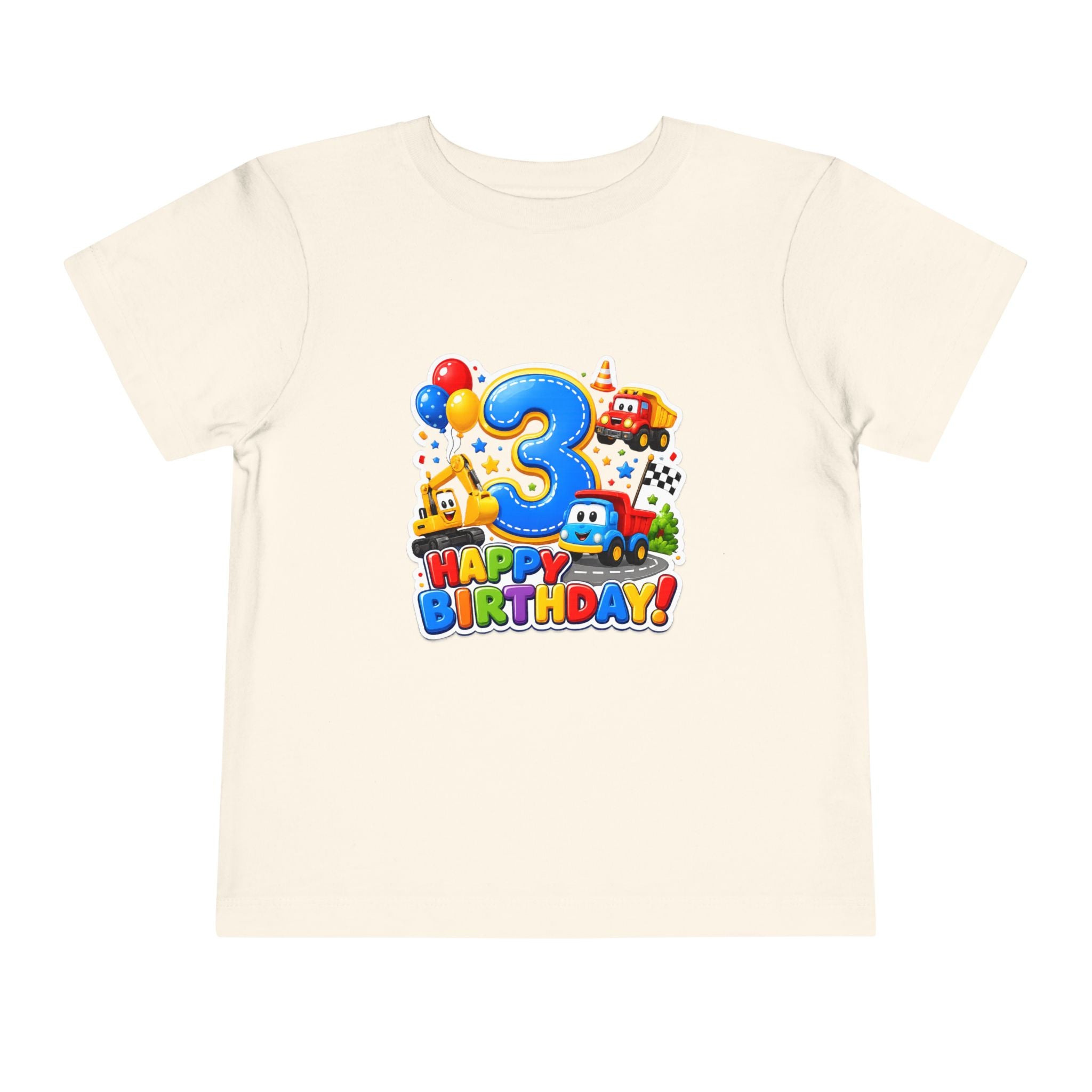 Toddler Birthday Tee — "3" Race Car Happy Birthday Shirt