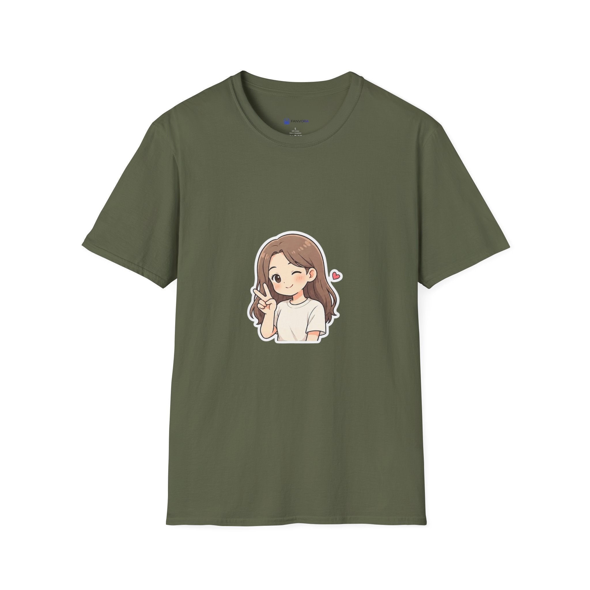Cute Winking Girl Graphic T-Shirt – Kawaii Heart Tee
