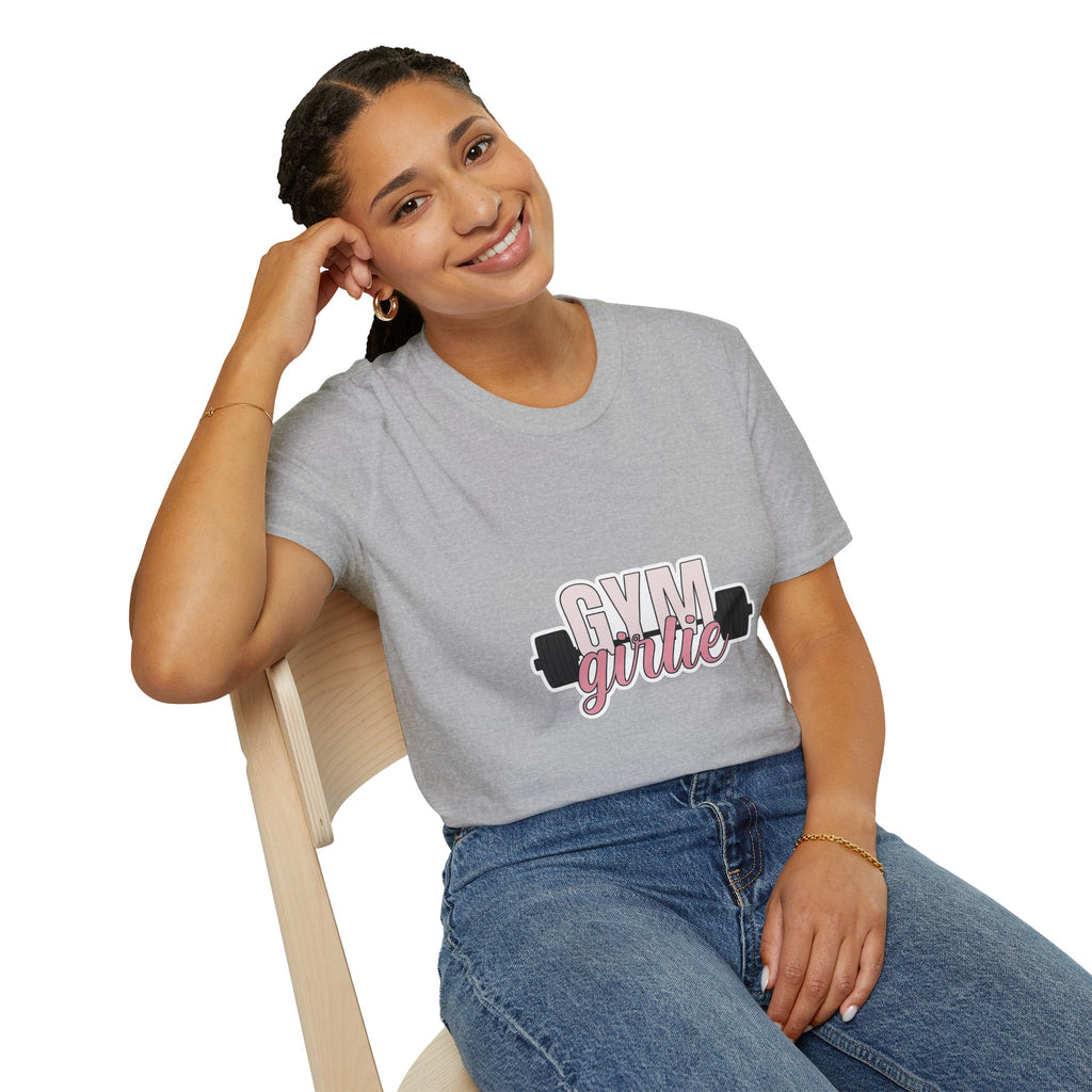 Gym Girlie T-Shirt — Women’s Fitness Tee with Barbell Graphic