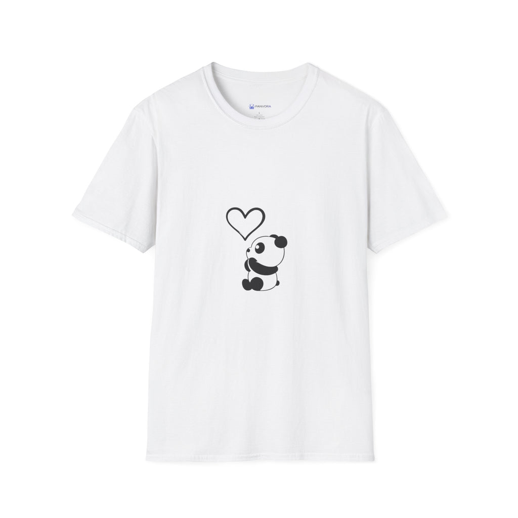 Panda Heart T‑Shirt — Cute Minimalist Panda Holding Heart Graphic