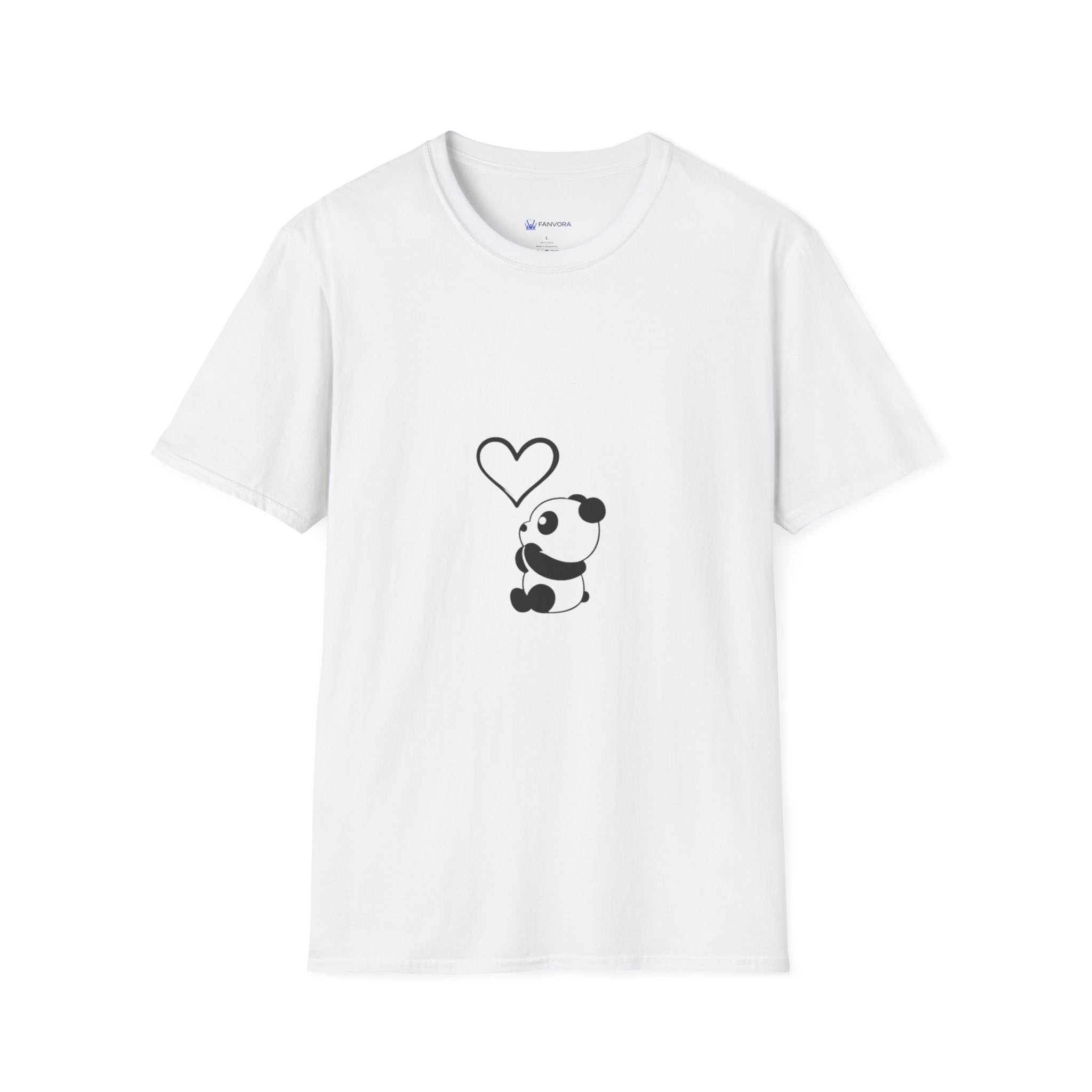Panda Heart T‑Shirt — Cute Minimalist Panda Holding Heart Graphic