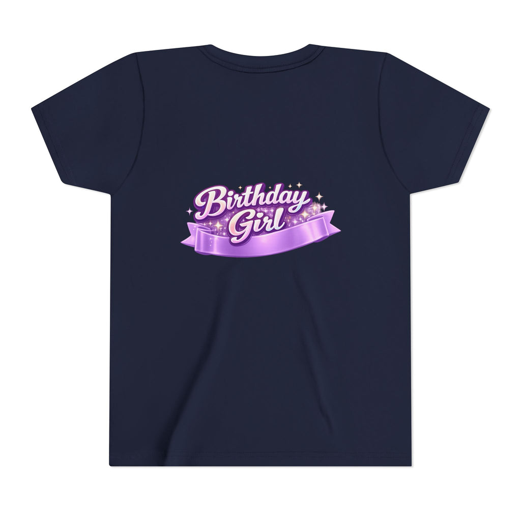 Girls' 5th Birthday Tee - 'Happy Birthday' Glitter Stars Design