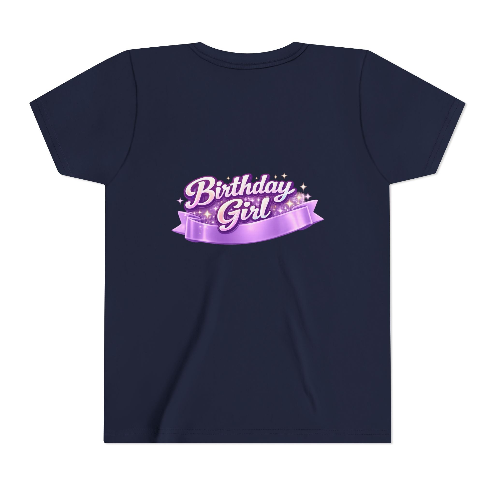 Girls' 5th Birthday Tee - 'Happy Birthday' Glitter Stars Design