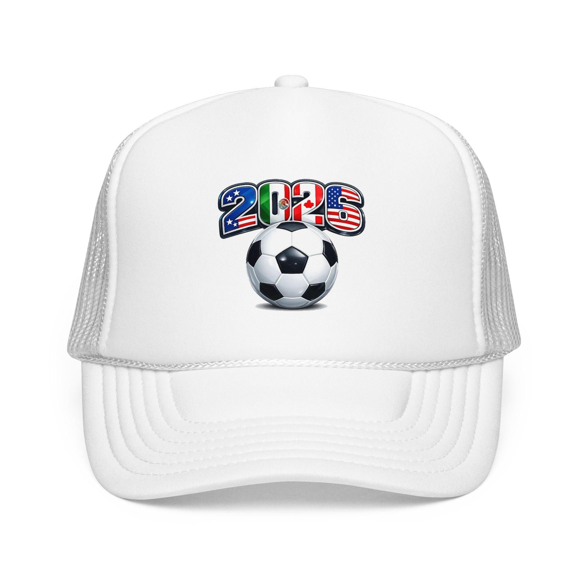 2026 Soccer Foam Trucker Hat – USA Flag Design.