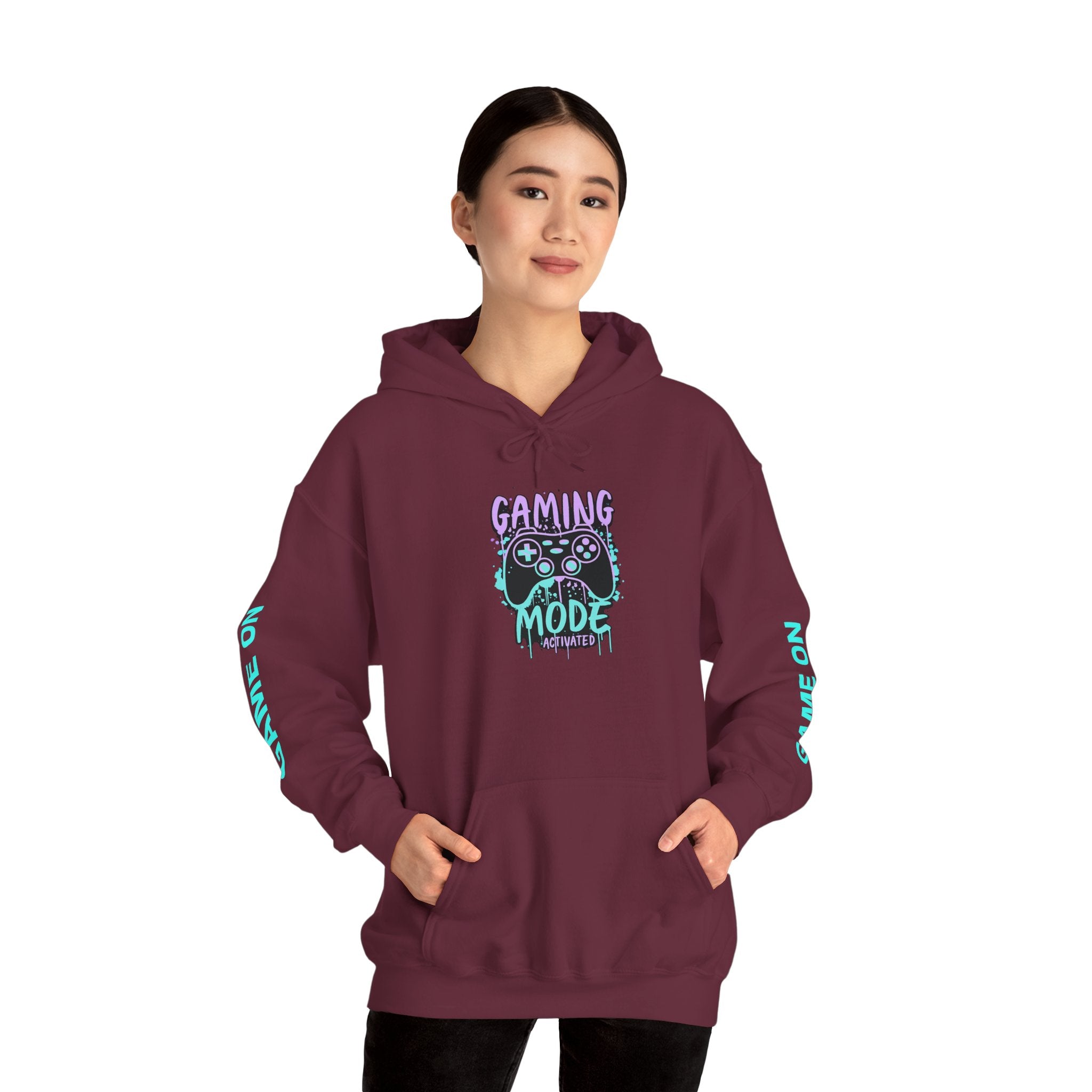 Gaming Mode Hoodie — "Gaming Mode" Graphic Pullover with Sleeve "Game On" Text