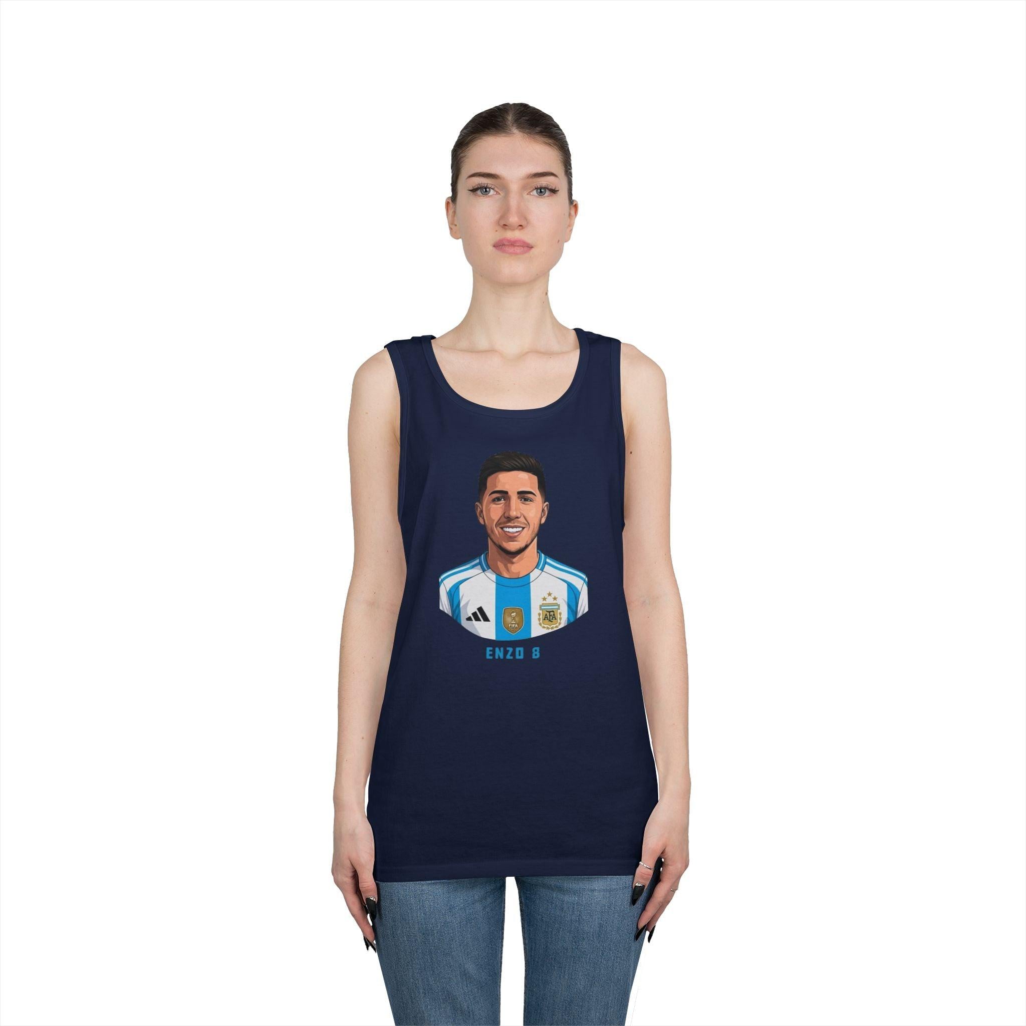 "I am Here to Stay" Argentina Soccer Star Tank Top — Jersey Portrait World Cup 2026.